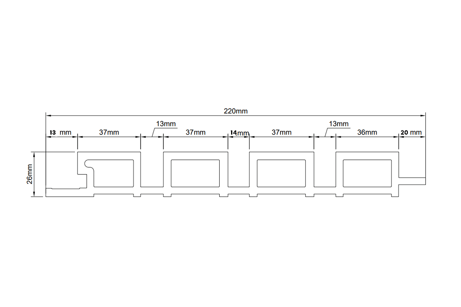 Riflaj coextrudat canelat WPC maro artar